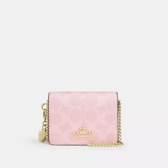 Coach Mini Wallet On A Chain In Signature Canvas With Charms (Powder pink) - Picture 2 of 12